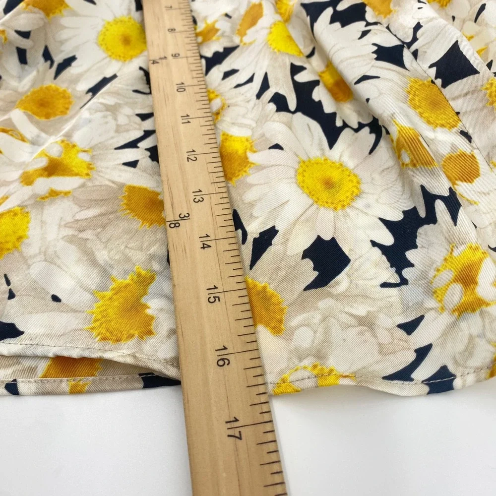 Zara Daisy Floral Top Womens Medium Yellow Puff Sleeve Smocked Sweetheart Blouse